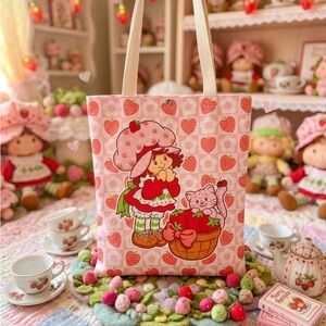 Strawberry Themed Pink Tote Bag 15”x13”